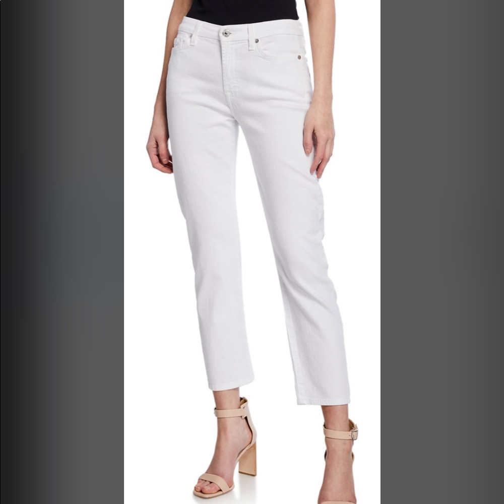 7 for All Mankind Kimmie Crop White Jeans